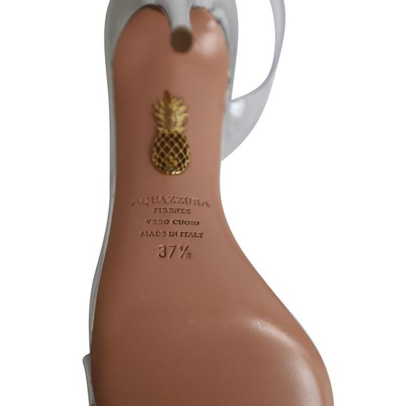 Pre Loved Aquazzura  So Nude 105 Slingback Sandals in Silver PVC - Picture 7 of 9